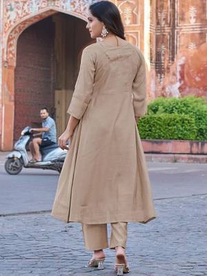 Royal Beige Embroidered Pakistani Suit with Designer Dupatta 3