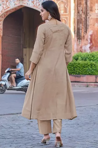 Royal Beige Embroidered Pakistani Suit with Designer Dupatta