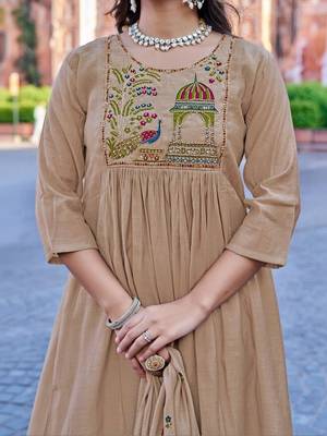 Royal Beige Embroidered Pakistani Suit with Designer Dupatta 5
