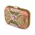 Brown Jewel-Inspired Embellished Clutch Bag with Pearl & Gold Detail