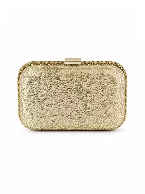 Brown Jewel-Inspired Embellished Clutch Bag with Pearl & Gold Detail 3