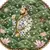 Green Lotus Print Round Clutch Bag with Shehzada Portrait & Tassel