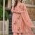 Peach Floral Embroidered Pakistani Suit with Designer Dupatta