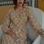 Women white & beige pure cotton ethnic motifs printed angrakha kurta