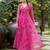 Women pink ethnic motifs printed long sleeve georgette anarkali kurta