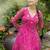Women pink ethnic motifs printed long sleeve georgette anarkali kurta
