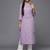 Women lavender & white bandhani printed gotta patti cotton straight kurta
