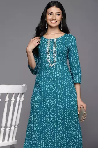 Bandhani printed gotta patti pure cotton kurta
