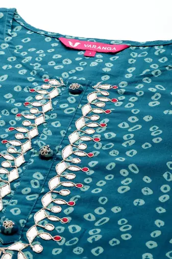 Bandhani printed gotta patti pure cotton kurta