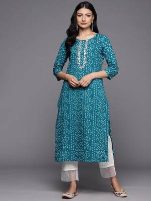 Bandhani printed gotta patti pure cotton kurta 3