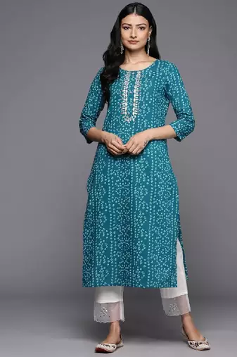 Bandhani printed gotta patti pure cotton kurta