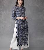 Women blue printed straight kurta
