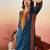 Navy blue ethnic motifs embroidered thread work straight kurta