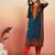Navy blue ethnic motifs embroidered thread work straight kurta