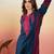 Navy blue ethnic motifs embroidered thread work straight kurta