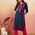 Navy blue ethnic motifs embroidered thread work straight kurta