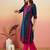Navy blue ethnic motifs embroidered thread work straight kurta