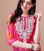 Pailey embroidered chikankari shadow work georgette straight kurta