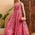 Pink & green floral printed pleated anarkali kurta