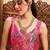 Pink & green floral printed pleated anarkali kurta