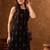 Black ethnic motifs printed sleeveless straight kurta