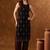 Black ethnic motifs printed sleeveless straight kurta
