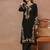 Black floral embroidered round neck long sleeves chikankari straight cotton kurta