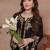 Black floral embroidered round neck long sleeves chikankari straight cotton kurta