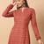 Floral printed notch collar thread work cotton a-line kurta