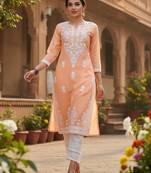Ethnic motifs embroidered chikankari kurta
