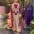 Elegant Beige & Wine Designer Suit with Striped Dupatta