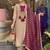 Elegant Beige & Wine Designer Suit with Striped Dupatta