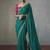 cyan silk blend sequince designer border party wear saree
