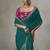 cyan silk blend sequince designer border party wear saree