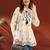 Women embroidered tie-up neck above knee kurta