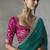 cyan silk blend sequince designer border party wear saree