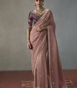 mauve silk blend sequince designer border party wear saree