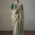 sage green silk blend sequince designer border party wear saree