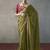 olive silk blend sequince designer border party wear saree
