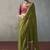 olive silk blend sequince designer border party wear saree