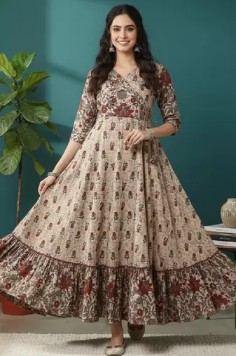 Floral printed angrakha anarkali kurta