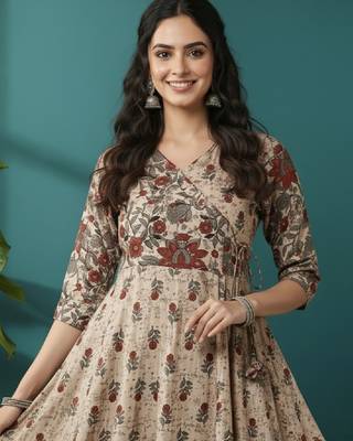 Floral printed angrakha anarkali kurta 2