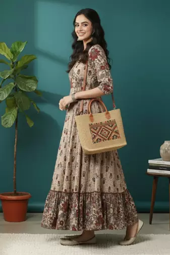 Floral printed angrakha anarkali kurta