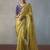 antique gold silk blend sequince designer border party wear saree