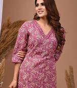 Ethnic motifs printed pure cotton straight kurta