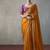orange silk blend sequince designer border party wear saree