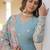Floral embroidered sequinned georgette anarkali kurta with duppatta