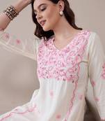 Floral embroidered thread work regular straight kurta
