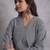 Checked flared sleeves v-neck cotton a-line kurta
