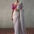 silver silk blend sequince designer border party wear saree